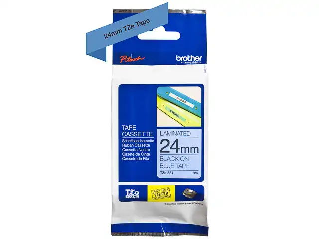 BROTHER P-Touch Ruban noire sur bleue Laminat 24mm x 8m TZE551 | TZE-551 3264 chez Alfa print
